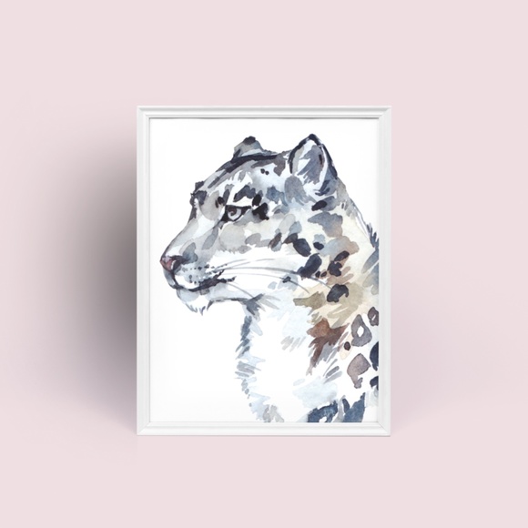 Watercolor Snow Leopard Wall Art Print Poster Unframed - Picture 7 of 8
